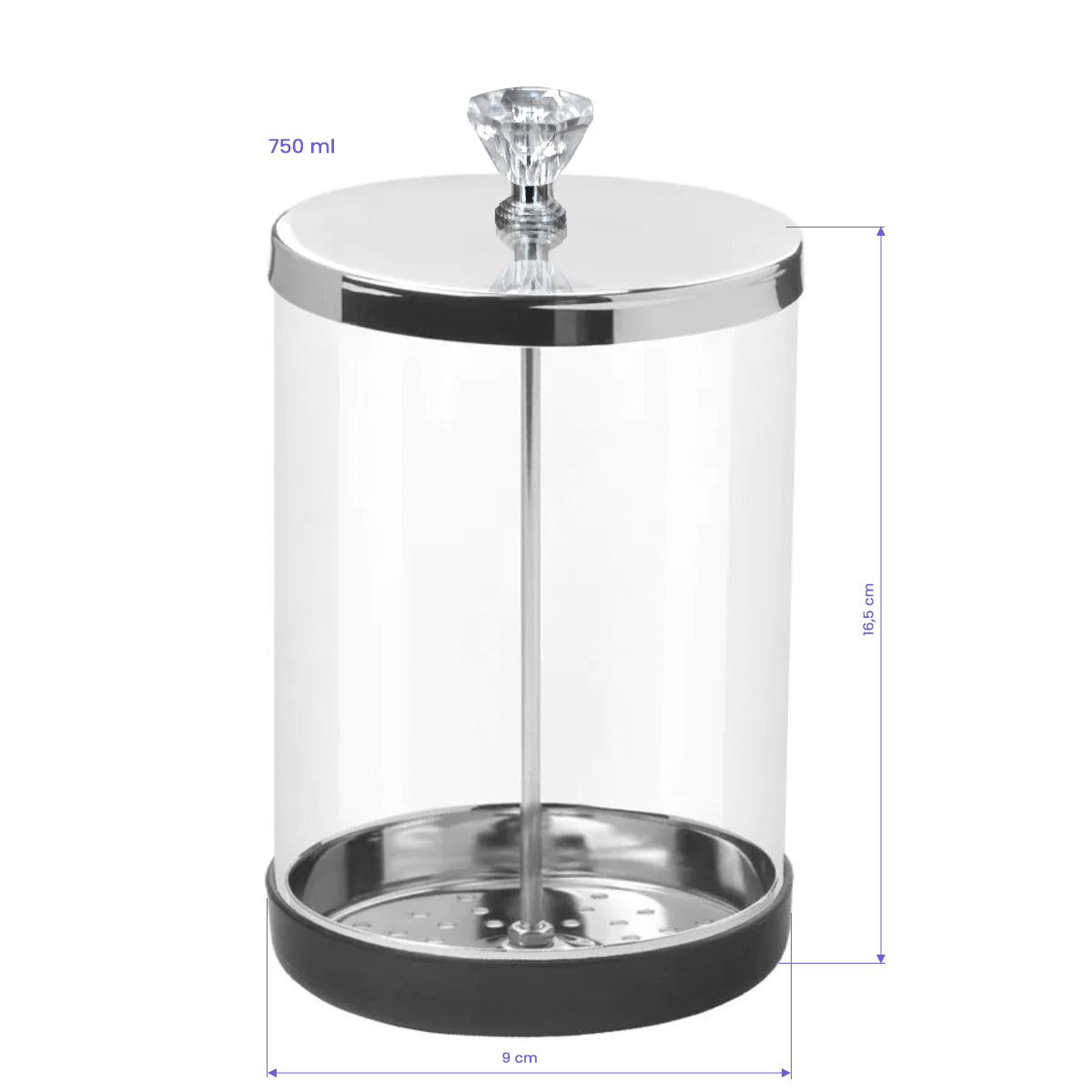 Glazen container voor desinfectie, 750ml