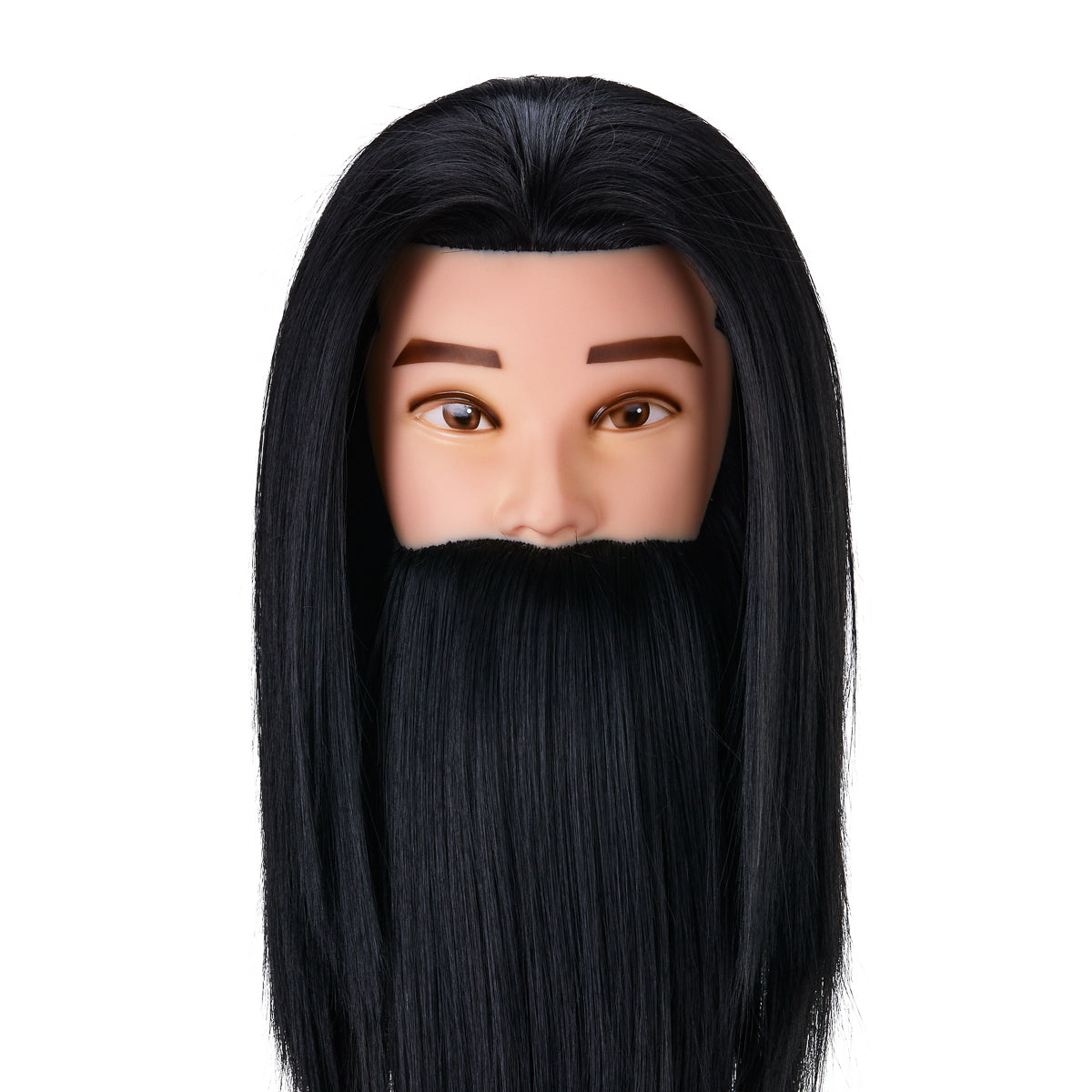 Gabbiano WZ4 training head with beard, synthetic hair, color 1#, length 8"+6"