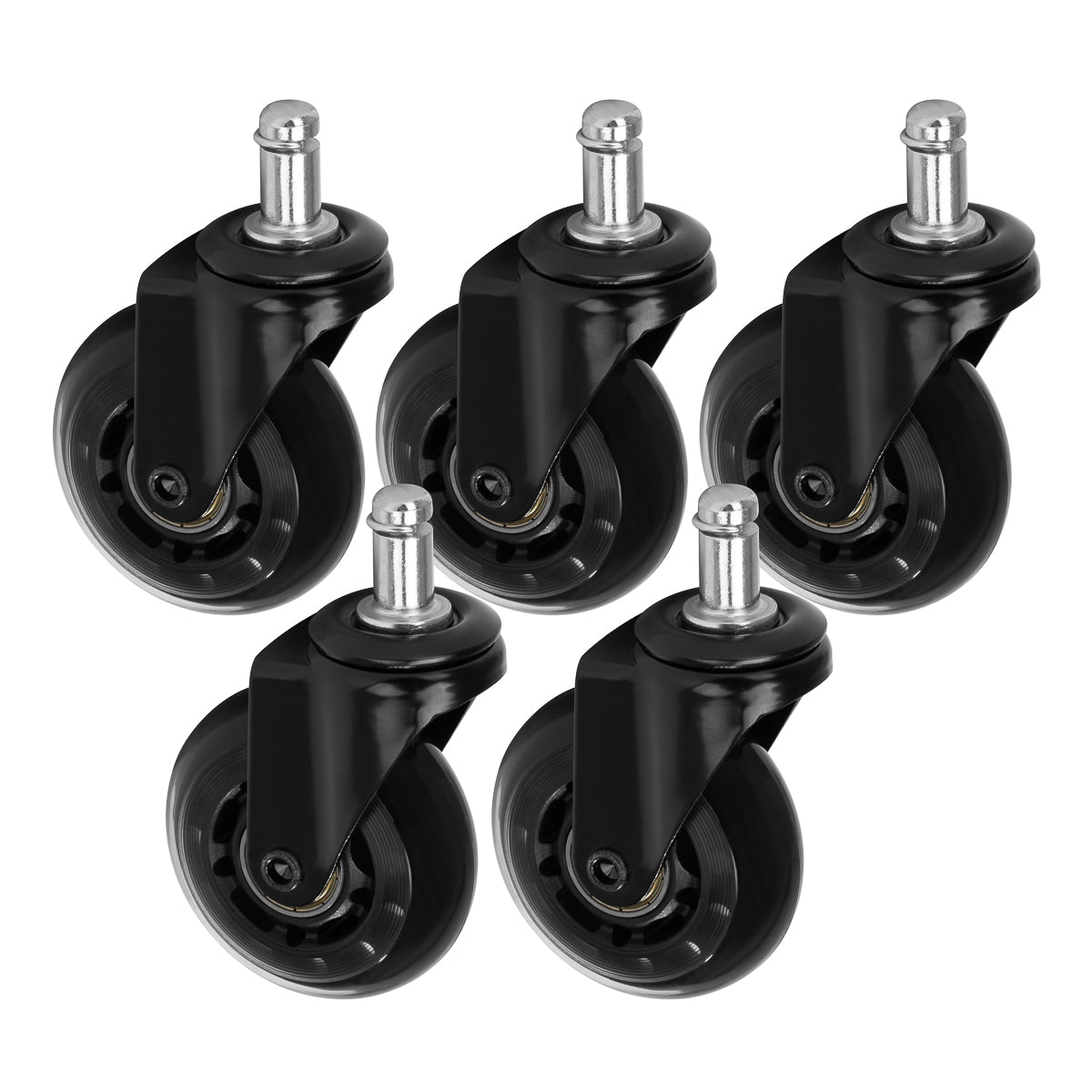 Roll Speed stool wheel black press-on set of 5 pieces