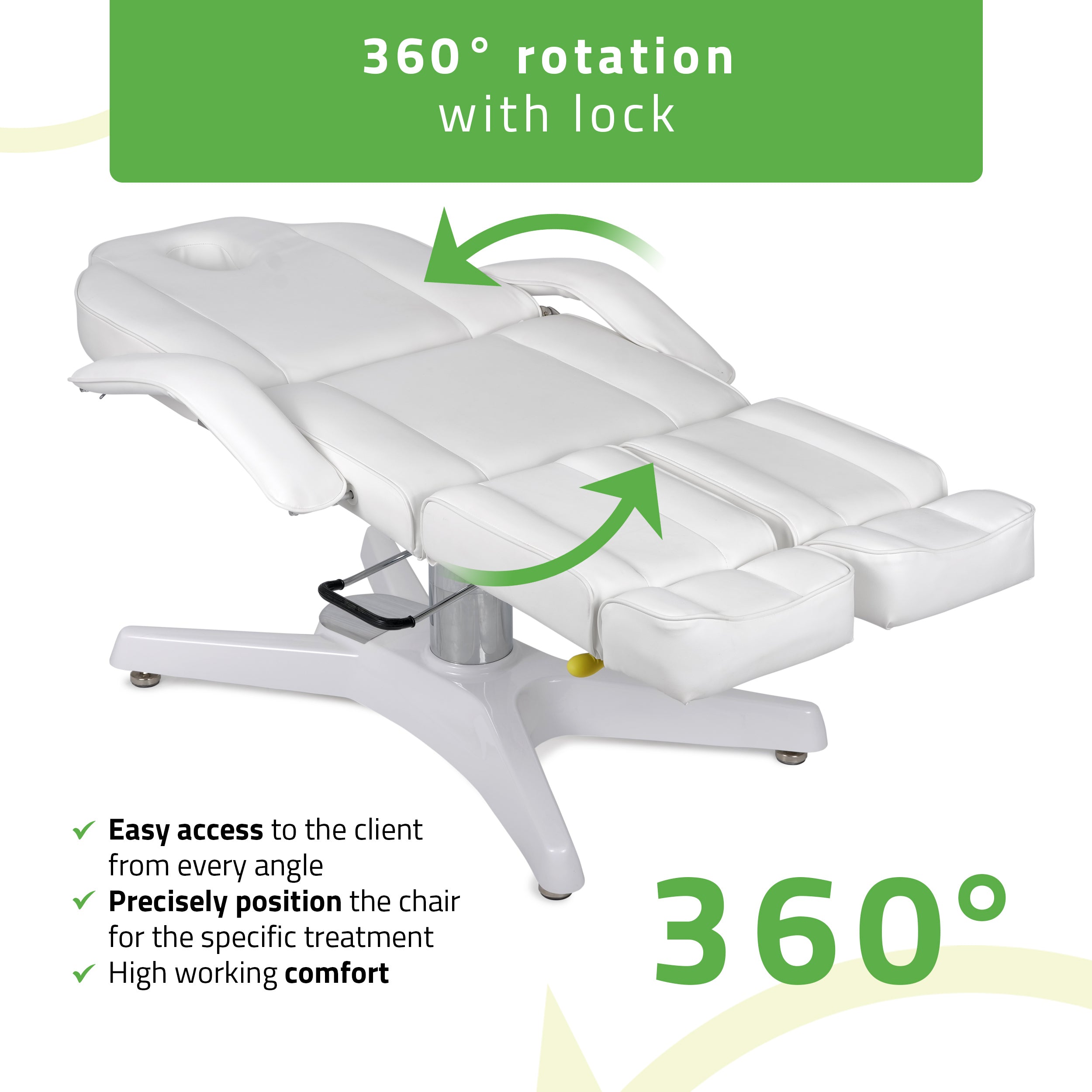 MAX Bianco beautystoel hydraulisch en pneumatisch verstelbaar