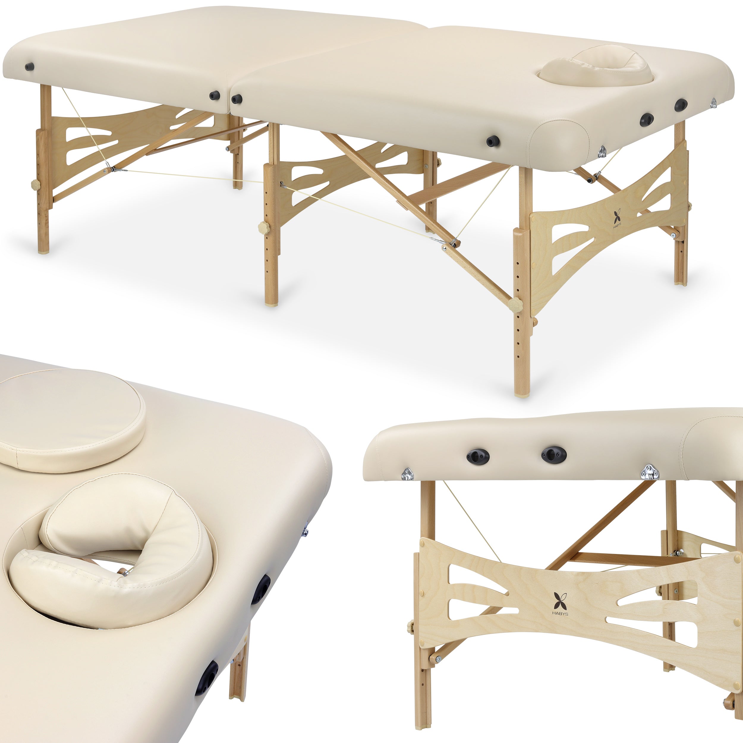 Massagetafel Integraal Licht Hout 102 Comfortabele Gezichtsuitsparing Vinyl Flex K033, Beige