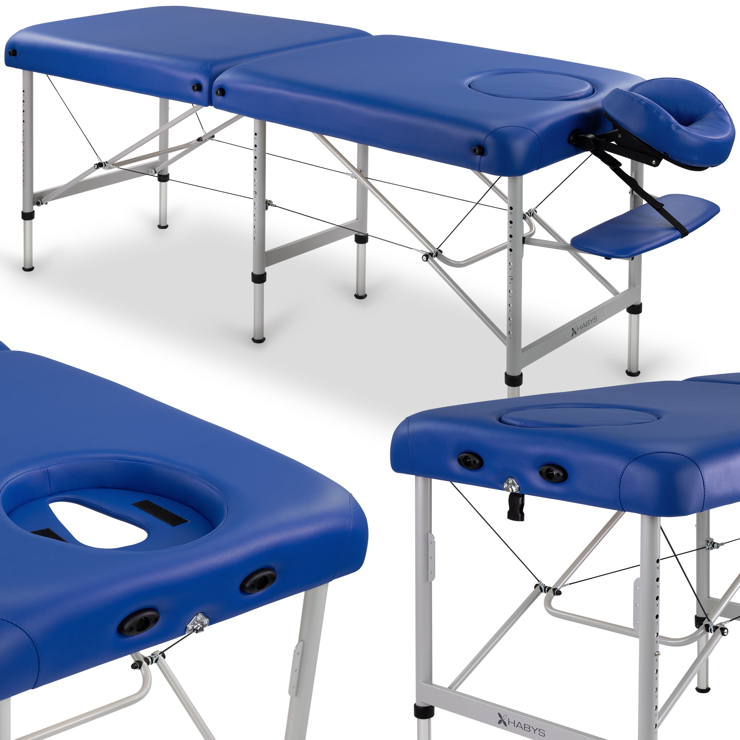 Massagetafel Medmal 70 Vinyl Flex K012 met comfortabele gezichtsuitsparing, marineblauw