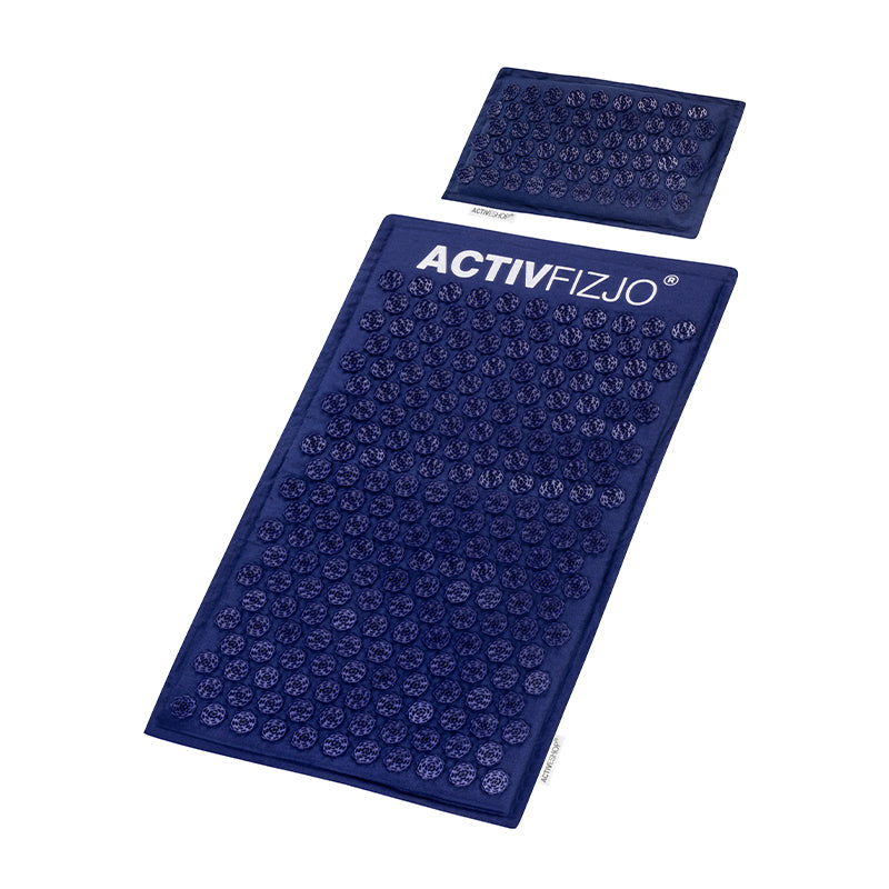 Activfizjo premium natural navy blue acupressure mat with a pillow