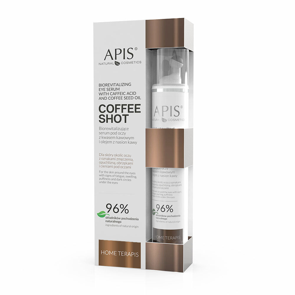 Apis coffee shot home terapis, biorevitalizing eye serum with coffee acid and coffee seed oil 10 ml